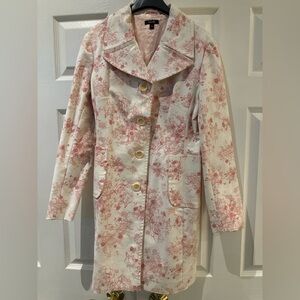 Jacob Pink Floral Women's Trench Coat